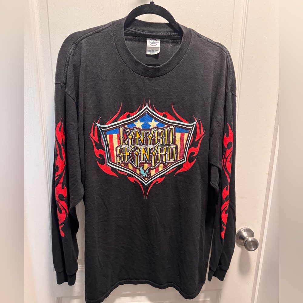 Vintage Lynrd Skynyrd Flames Tribal Free Bird Music Band Long Sleeve T Shirt 2XL